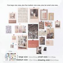 Twenty Fanatical Symphony Cards, Retro Magazine-Style Background Decorative Wall Stickers, INS-Style Postcards, DIY Message Cards, With Dot Stickers As A Bonus. School Supplies, Back To School - D-oil Painting Traces - View 10