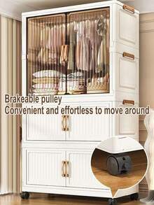 Armario plegable reforzado, gabinete de almacenamiento de ropa para dormitorio, gabinete de almacenamiento de botanas para casas de alquiler, estantería de almacenamiento misceláneo de varias capas