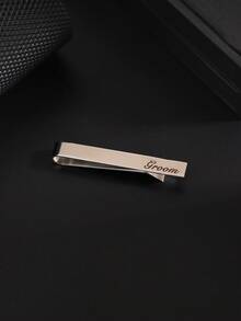 1pc Men's Fashion Elegant Wedding English Letter Groom Necktie Clip, Stainless Steel Material - Silver - View 14