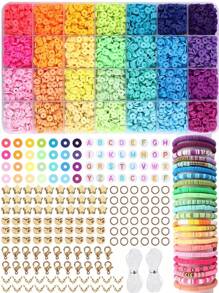 28 Colors Flat Round Polymer Clay Beads Craft Kit For Jewelry Making, Clay Spacer Beads For Bracelet, Necklace, Earring DIY, Suitable For Children And Adults, Includes Alphabet Beads