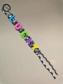 Custom Name Keychain - Handcrafted Beaded Bag Charm With Colorful Acrylic Letters|Dopamine Color Polyester Cord|Gift For Best Friend Daughter Teacher|Back To School Accessories|Women Girls Fashion Keyring Purse Clip - Multicolor - View 18