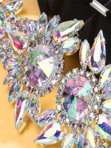 1 pièce Chaîne de jambe avec strass argentés, bijou de corps géométrique étincelant pour femmes, convient pour les soirées en boîte de nuit