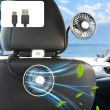 Dual-Head Car Seat Fan With Flexible Hose - USB-Powered, 360° Rotating Adjustable Speed, Strong Airflow, Portable Cooling Fan For Cars, SUVs, And RVs, Portable Fan|360° Rotating Fan Adjustable Speed Fan - màu đen - Xem 1