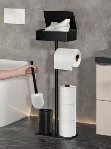 1 pieza Soporte de papel higiénico independiente de fácil instalación con almacenamiento - Sin taladro, organizador de baño de hierro forjado, decoración de baño, decoración de otoño