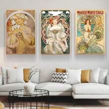 1/3PCS Optional Frame Posters Wall Arts Vintage Classic Artwork Nouveau Art Poster Pictures For Home Room Decor ,Wall Art With Frame