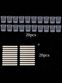 30ml/1oz 塑料刻度杯透明刻度杯，5/10/20 件透明环氧树脂混合杯，带 5/10/20 件木制搅拌棒，适用于树脂、环氧树脂、染色、混合涂料（5+5、10+10、20+20） - 數量 - 查看 9