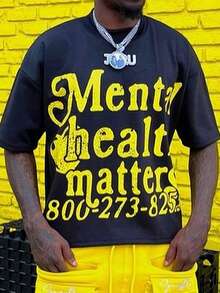 Mental Health Matters  800-273-8255 100% Pure Cotton Double-Sided Printed T-Shirt, Suitable For Men And Women, The Best Gift For Summer Casual Short Sleeved T-Shirt