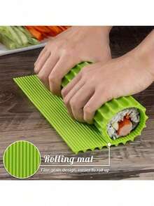 1 套寿司制作工具，包括不粘寿司垫、日本海苔饭团滚筒、DIY 寿司拼盘垫，适用于自制、寿司餐厅、派对、DIY 用品和厨房用具