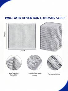 12pcs Silver Wire Dishcloths, Household Dishwashing Rags, Double-Sided Scouring Pad, Kitchen Non-Stick Oil Cleaning Dishcloth - Multicolor - View 3