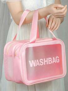 1/3pcs Double Layer PVC Toiletry Bag, Multi-Compartment Travel Storage Pouch, Large Capacity Makeup Bag, Minimalist Hand Carry Cosmetic Organizer Suitable For Bathroom, Beach, School, Holiday, Mother's Day, Teacher Gift