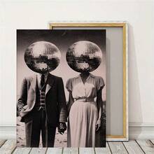 1幅帆布墙画海报，复古黑白抽象画，帆布印刷墙画，艺术品，礼物，卧室，办公室，客厅，宿舍，墙面装饰，家居装饰 - 彩色 - 查看 16