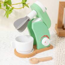 木制儿童客厅仿真厨房玩具榨汁机面包机亲子互动玩具套装木制儿童厨房玩具仿真面包机咖啡机榨汁机厨具男女孩客厅玩具