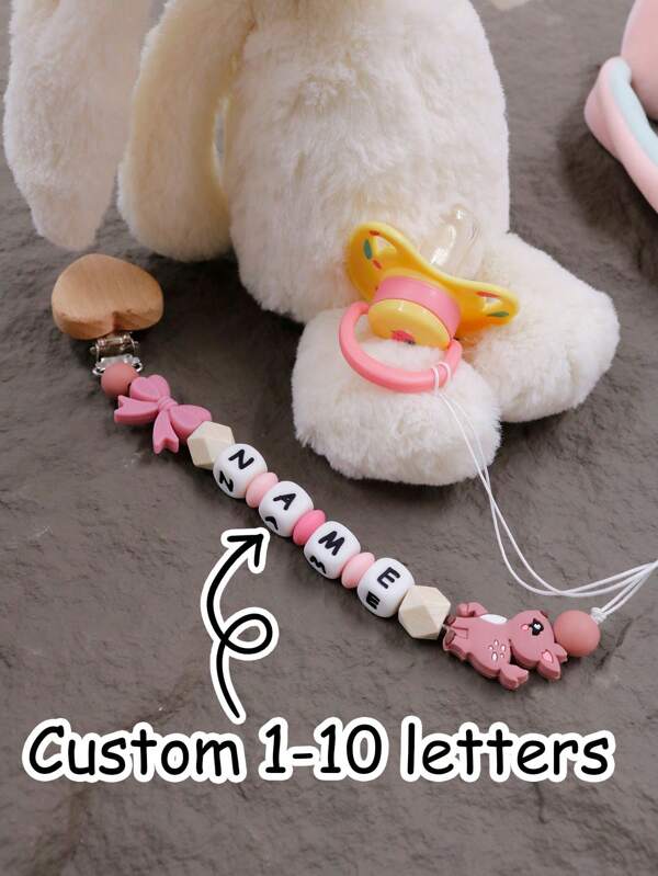 1pc Personalized Pacifier Clip Or Doe Set, Personalized Gift, Baby Shower, Bow, Sika Deer, 1st Birthday Gift, Baby Keepsake, Children's Day Gifts, For Him/Her, Baby, Toddler, Kids, Son, Daughter, For Anniversaries, Gift Reusable Cute, Adorable, Colorful Custom, Unique Ideal Gifts Back To School