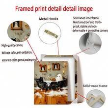 1 件，浴缸里的鬼魂读书帆布墙画，猫墙画，可怕可爱的鬼魂万圣节墙画，墙画，海报，万圣节家居装饰 - 帆布材料（可选框架）