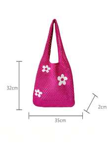 Bolsa de praia feminina Summer Flower, bolsa de crochê, bolsa de praia, bolsa de viagem de grande capacidade, bolsa de compras de malha, bolsa de ombro com capacidade para livros, adequada para estudantes universitárias, casual para mulheres, presente de Dia dos Namorados, presente de casamento, presente para professores
