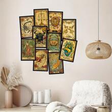 12 autocollants décoratifs pour mur, divination et insight de cartes arithmétiques avancées, décoration de cartes de prédiction amusante, thème classique du tarot, cadre photo mural et cadre photo, scrapbooking, etc.