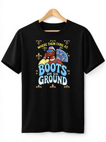 Where Them Fans At Boots On Da Ground New Orleans Saints Inspired T-Shirt For Men And Women - Black - 黑色 - 查看 2
