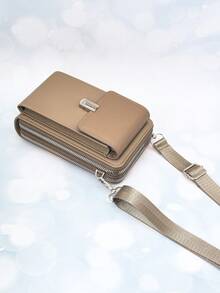 MINGYOU Women's PU Leather Crossbody Bag, Fashion & Young, Multi-Zipper, Multi-Functional Large Capacity Phone Wallet - Camel - View 7