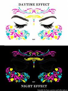Sticker Pack: 5/3/1pc Essential For Fashion Leader! Neon Headpiece Decorative Stickers, Perfect For Music Festivals, Costume Parties, Graduation/Back To School Parties, Your Exclusive Nightclub Look, Express Your Personalized And Let Your Beauty Shine At Night! - MultiWarna - View 4