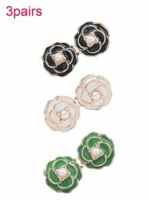 3 jeux de Superfect Camélia Resserrant de taille de pantalon, boutons fleurs, épingles et boucles ajustables sans couture, clips de pantalon détachables pour jupes et jeans