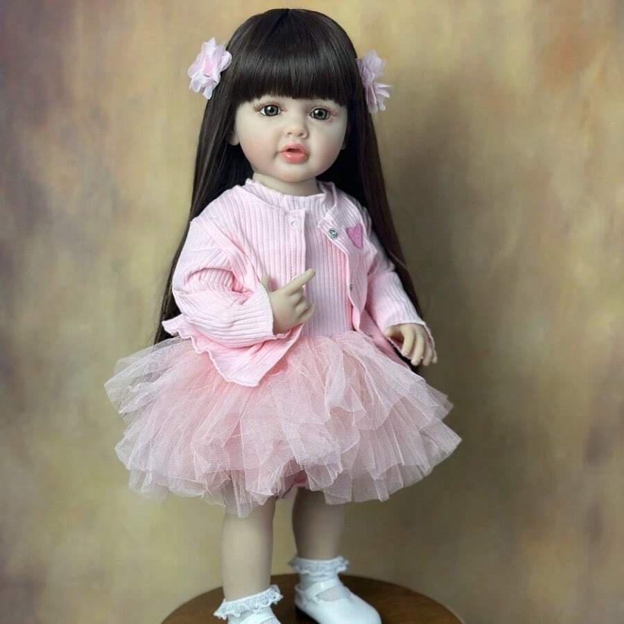 Muñeca bebé renacida de 55 cm y 22 pulgadas con cuerpo completo de vinilo suave, realista, de pie, princesa, niña, regalo de cumpleaños - cuerpo completo de vinilo - Ver 1