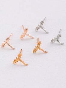 1 par de pendientes de aro casual con diseño de dragón y dinosaurio volador, elegantes pendientes de moda para mujeres, joyería versátil para uso diario de hombres, regalo de moda para fiestas y vacaciones de niñas - Multicolor - Ver 3