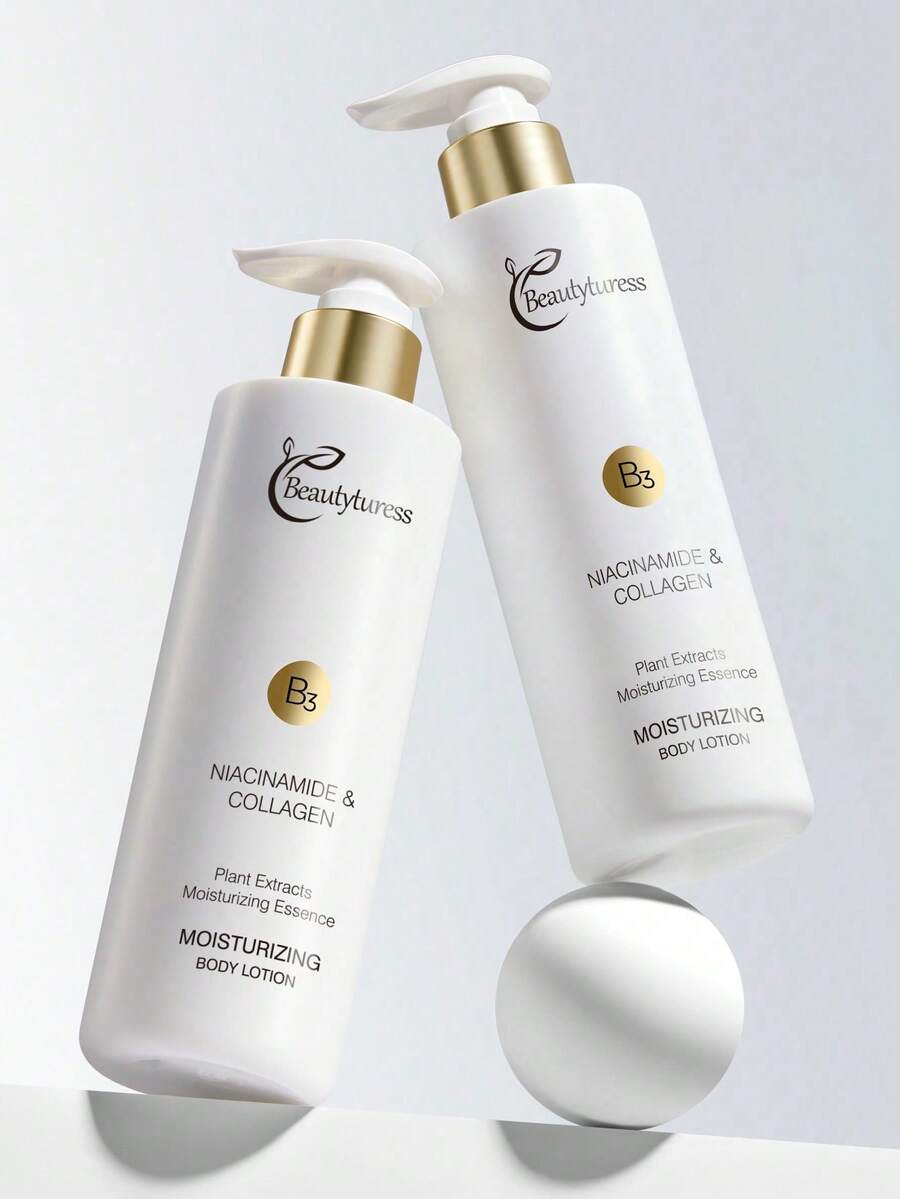 250毫升金色菸鹼胺精華身體乳液，保濕、深層滋養、改善毛囊角化症、緊緻平滑皮膚，適用於面部、手臂、頸部、手部、腳部和身體護理 - 白色 - 查看 1