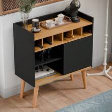 Sideboard Buffet Wine Cellar Florence 1 Door Retro Feet - màu đen - Xem 3