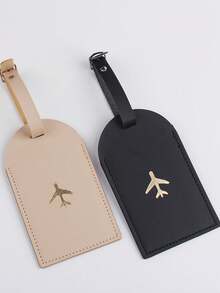 2PCS Plane Luggage Tag Hanging Tag Suitcase Tag With Name ID Cards Anti-Lost Lightweight Fashion Solid Color PU Leather Travel Accessories For Flight For Couples Gifts Vacation Summer Travel Essentials Pendant Holiday Vacation For Travel For Flying For Cruise For Bags For Luggage Portable Bag For School School Accessories School Stuff