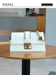 Túi đeo vai xích thời trang cao cấp dành cho nữ, Túi nhỏ chần bông mới thu đông 2025, Túi đeo chéo đa năng sang trọng dành cho người đi làm - trắng - Xem 1