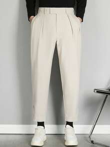 Pantalones harem de longitud hasta el tobillo con cierre de gancho y bucle para hombre, pantalones de chándal casuales de color liso para botas - Caqui - Ver 3