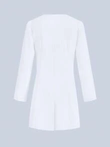 cimmuovere White Fashion Collared Jacket With Large Pockets, Lab Uniform Coat - White - View 10