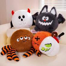 1pc Cute Halloween Pumpkin Plush Doll Cushion, Curly Black Cat Plush Doll, Birthday Gift, Demon, Ghost, Spider Plush Pillow, Home Activity Decor, Funny Halloween Decoration Gift - Multicolor - View 4