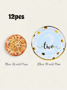 12/24/48 Set, Suitable For 1st, 2nd And 3rd Birthday Parties, Birthday Theme Parties, Includes Heat Press Pattern Paper Plates, Party Plates, Paper Plates. Includes 7-Inch And 9-Inch Plates, Accommodates Up To 48 People Gathering, Picnic Supplies, Birthday Party - Multicolor - View 21