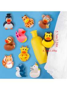 2/4/10 pièces L'assortiment le plus grand de canards en caoutchouc, jouets, cadeaux d'anniversaire et incitations pour le bain, activités estivales pour la plage et la piscine (aléatoire)