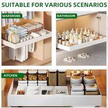 1 pieza Organizador extensible con cajón extraíble, organizador ajustable de gabinete debajo del fregadero, organizador de cajón de metal multiusos para especias de cocina, ollas y almacenamiento de platos, se ajusta perfectamente a tu gabinete de cocina - Multicolor - Ver 10