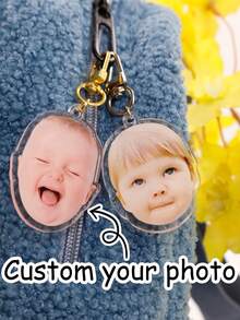 1/2Pcs Custom Portrait Acrylic Keychain, Personalized Photo Keychain Gift For Boyfriend/Girlfriend, Husband/Wife, Father/Mother, Valentine's Day, Birthday, Anniversary, Father's Day, Mother's Day Photo Gift, Special Gift For Her/Him - Style a - View 7