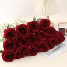 10Pcs/5Pcs/4Pcs/1pc Wine Red Rose Artificial Bridal Bouquet Realistic Velvet Faux Flower Flower Arrangement Decoration Fake Rose Artificial Rose For Valentine's Day Gifts Wedding Party Home Decoration, Birthday Gifts Outdoor Indoor Decor, Vase Floral Decor (Purchase Instructions: May Contain Odor, Please Place In Window For Ventilation For 1-2 Days)
