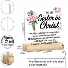 1pc Inspirational Christian Gift For Sister In Christ | Clear Acrylic Home Decor With Uplifting Message | Birthday Or Easter Faith Gift For Women | Scripture-Inspired Desk Sign