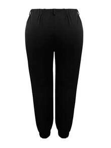 Quần dài nữ dáng ôm cạp cao thanh lịch dành cho mùa Thu/Đông - Màu đen tuyền, chất liệu polyester, có thể giặt máy, túi xéo và chi tiết cúc, phù hợp cho công sở, thường ngày và đi làm. - màu đen - Xem 4