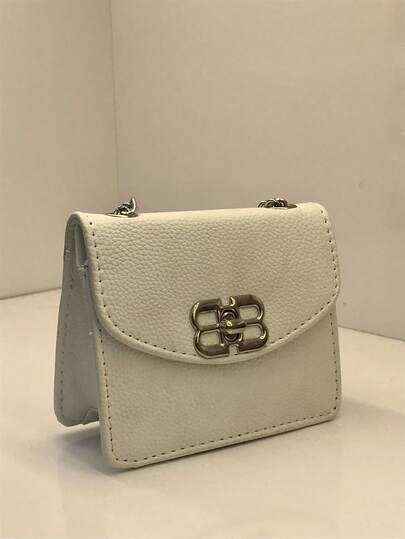 Mini bolsa quadrada fashion retrô textura de metal brilhante com trava giratória