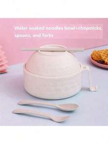 1 套 19 厘米 * 17 厘米拉面碗，耐热，易清洁拉面炊具，微波炉适用面碗，配有勺子、筷子和叉子，非常适合露营、房车、厨房、宿舍、学校用品 - 彩色 - 查看 12