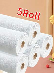5 Rolls 3D Self-Adhesive Linen Wall Stickers, Household Waterproof And Moisture-Proof Wallpaper, Suitable For Wall Decoration In Living Rooms, Bedrooms And Corridors, With A Size Of 50*2.8 Meters Wall Paper Room Decor Wallpaper Peel And Stick Bathroom Decor - Multicolor - View 2