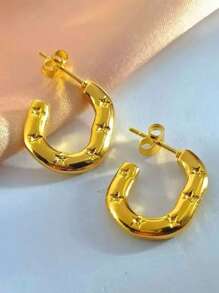 1 paire de boucles d'oreilles à tige en acier inoxydable à la mode pour femmes, forme d'étoile et géométrique, boucles d'oreilles minimalistes