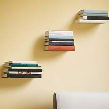 1/4pcs Hanging Bookshelves With Invisible Brackets, Floating Storage Rack, Book Organizer, Multipurpose Shelves, Minimalist Wall Decor For Bedroom, Living Room, Office - Multicolor - View 4