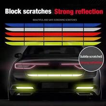 1pc Multi-Color Car Rear Trunk Reflective Sticker, Car Rear Bumper Collision Protection Sticker, Anti-Rear-End Warning Reflective Sticker For Night - Multicolor - View 1