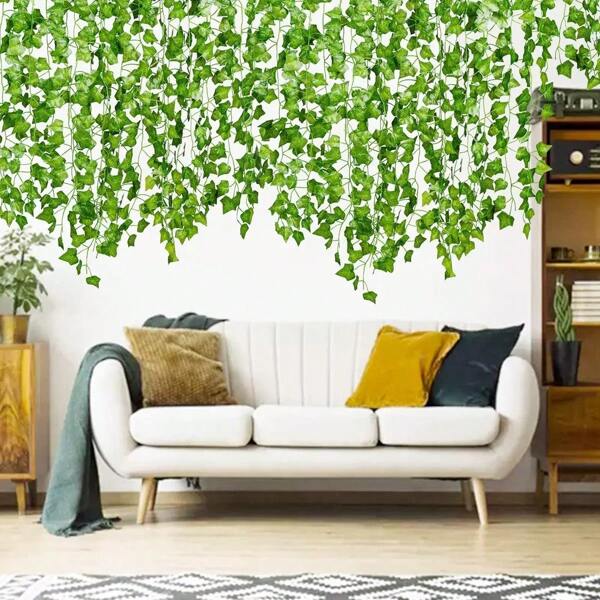 1/6/12pcs Artificial Ivy Vine, 2.3 Meters Hanging Ivy Leaves Wreath For Room, Garden, Office, Wedding Wall Decor, Green Ivy Leaf Garland, Home Garden Decoration, Wedding Party DIY Fake Flower Wreath, Spring/Summer