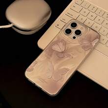 Feather Texture Tie Dye English Butterfly Pattern Phone Case Compatible With IPhone 16 ProMax, 16 Pro, 16 Plus, 16, 15 ProMax, 15 Pro, 15 Plus, 15, 14 ProMax, 14 Pro, 14, 13 ProMax, 13 Pro, 13, 12 ProMax, 12 Pro, 12, 11 ProMax, 11 Pro, 11, Fashionable Shock-Absorbing Protective Phone Cover Waterproof Anti-Fall Scratch Resistant - Multicolor - View 5