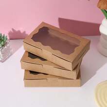 15pcs Cookie Boxes, Pastry Boxes With Clear Window, Brown Baking Candy Boxes, Luxury Gift Boxes Container For Dessert, Pie, Candy - Brown - View 5