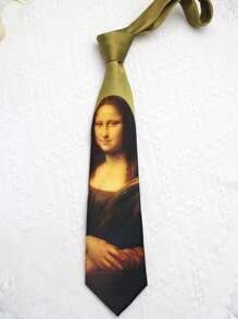 1 pièce Cravate casual imprimée à la main style peinture à l'huile, convient pour le style de rue et le port quotidien